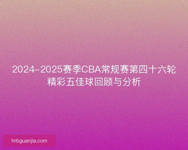 2024-2025赛季CBA常规赛第四十六轮精彩五佳球回顾与分析