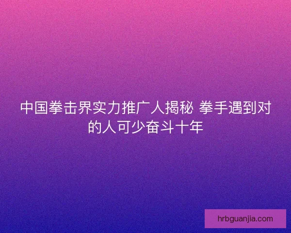 中国拳击界实力推广人揭秘 拳手遇到对的人可少奋斗十年