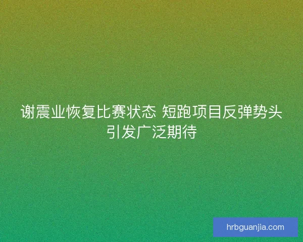谢震业恢复比赛状态 短跑项目反弹势头引发广泛期待
